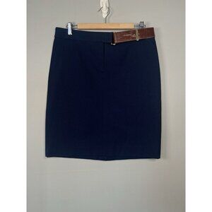 Brooks Brothers Navy Pencil Skirt with Brown Belt